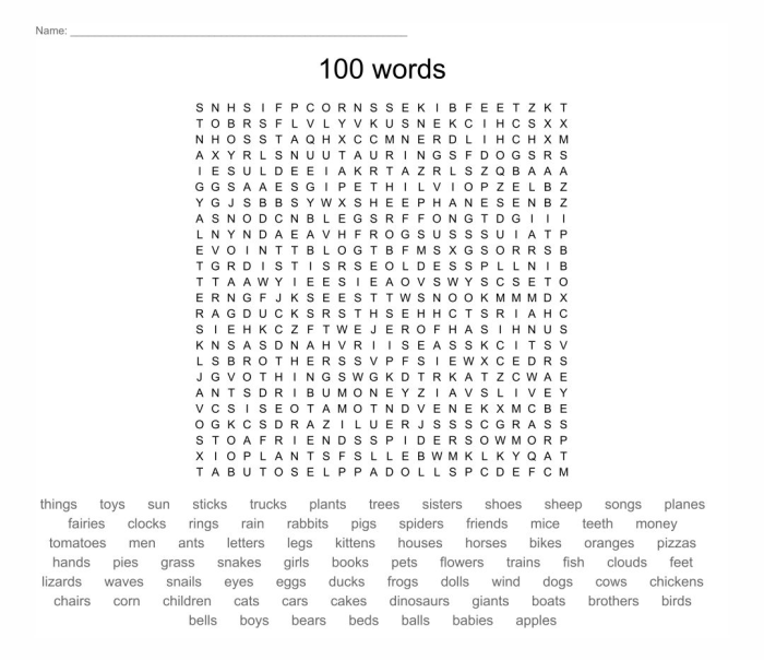 Los numeros 0-100 word search answers