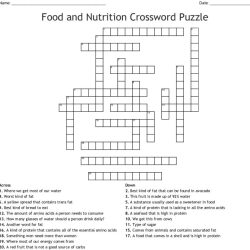 Nutrition crossword puzzle answers pdf