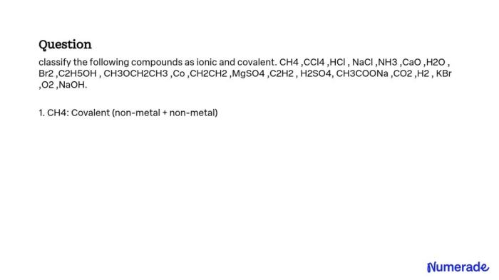 Classify each of the following compounds as ionic or molecular