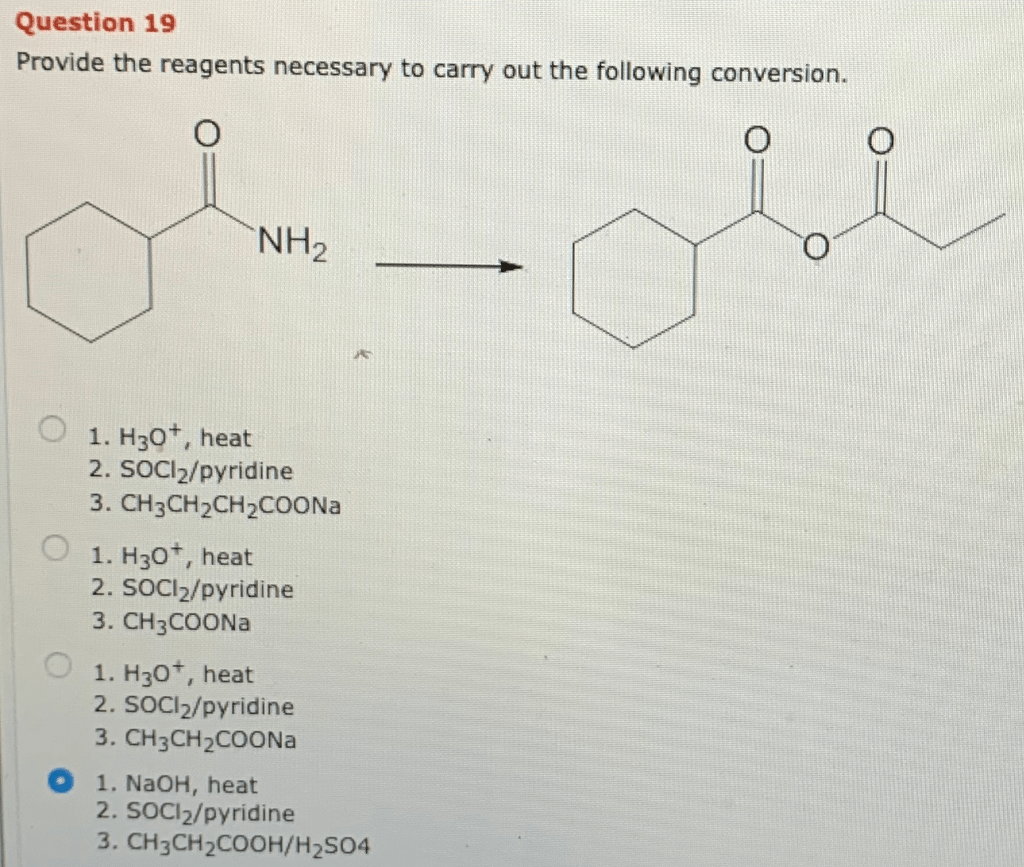 Reagents necessary conversion oneclass