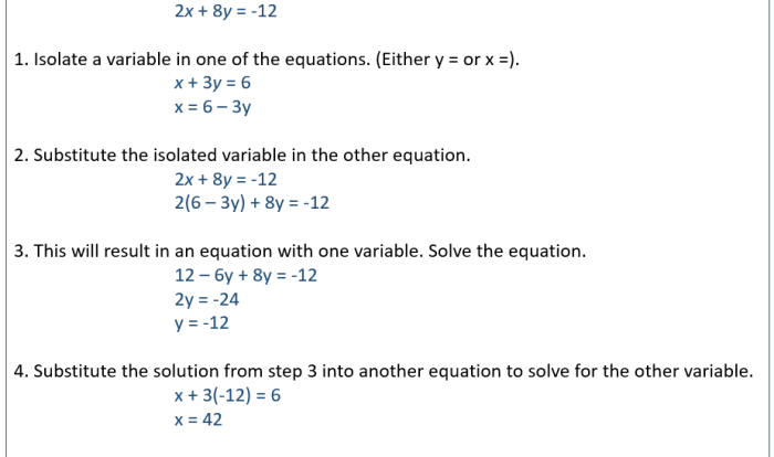 Solving systems of linear equations substitution worksheet